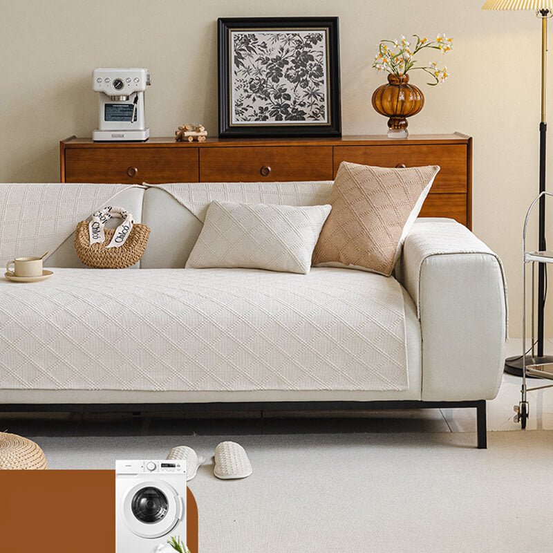 Non-Slip Linen Sofa Cover for Sectional Couch - Pet-Friendly Slipcover