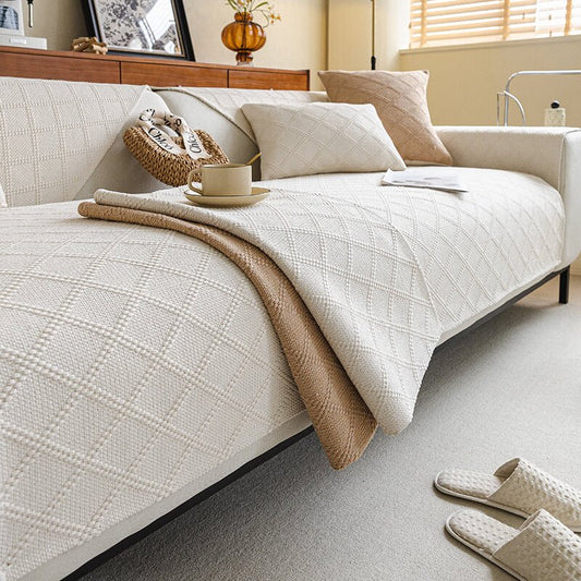 Non-Slip Linen Sofa Cover for Sectional Couch - Pet-Friendly Slipcover