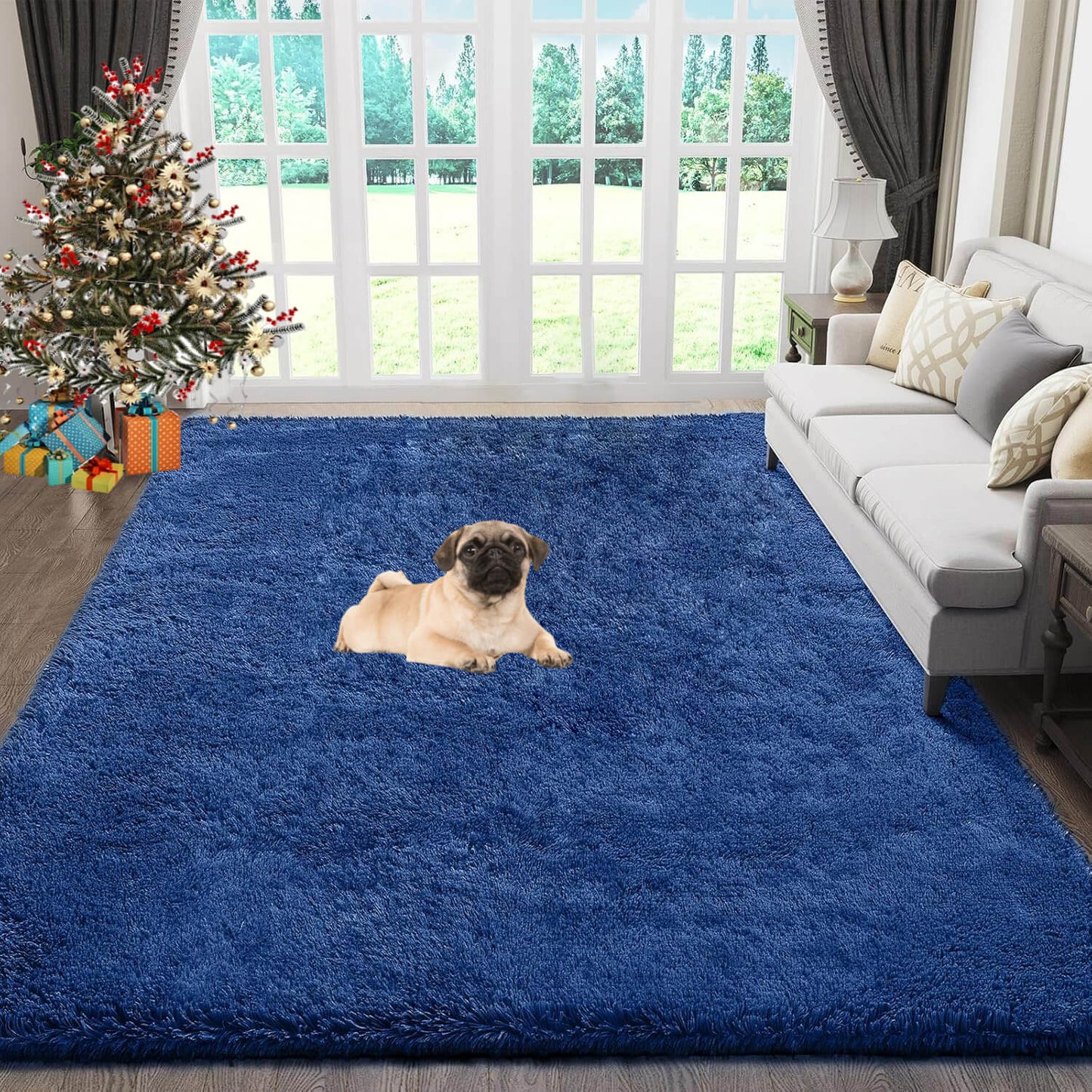 Soft Fluffy Shaggy Area Rug, Machine Washable Bedroom Carpet