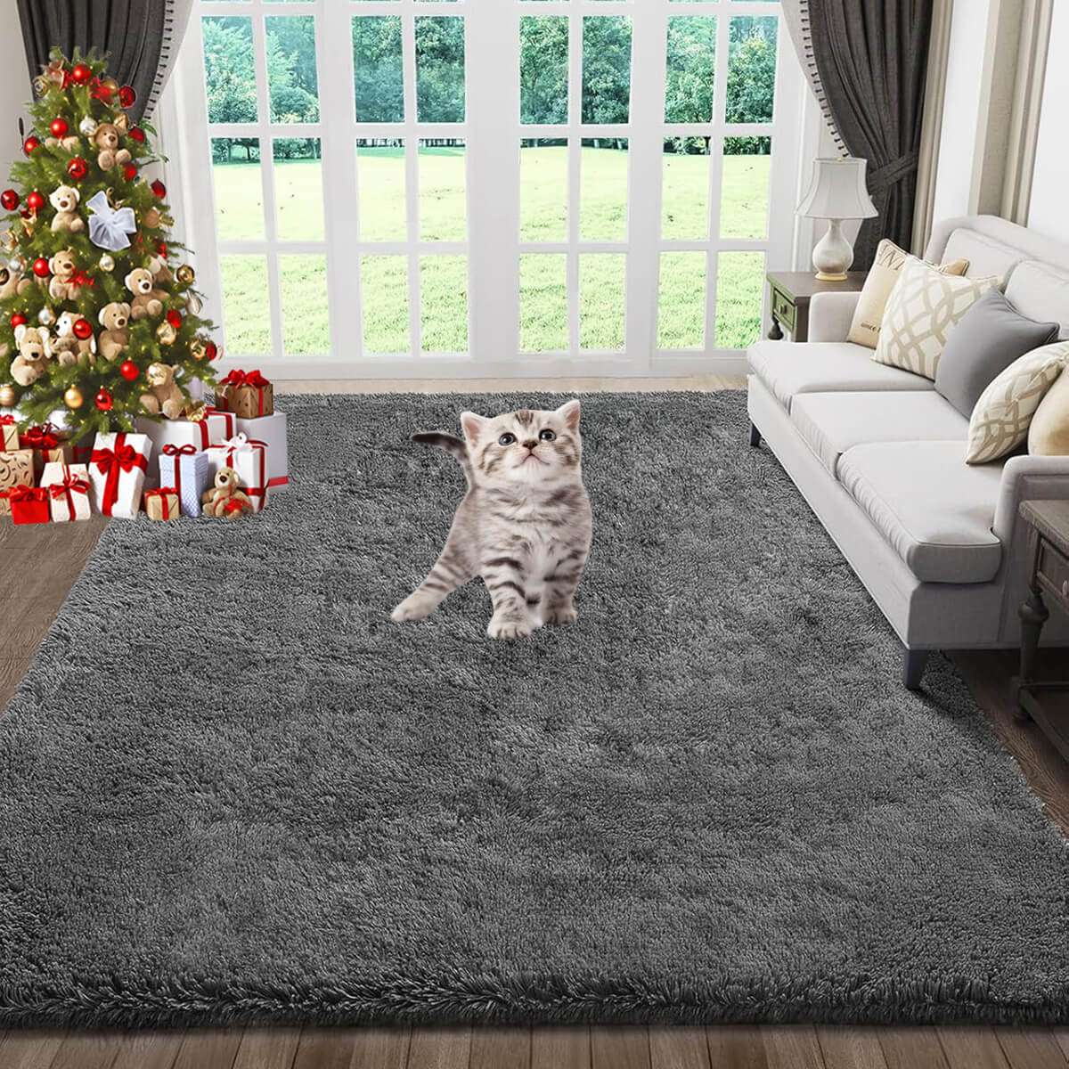 Soft Fluffy Shaggy Area Rug, Machine Washable Bedroom Carpet
