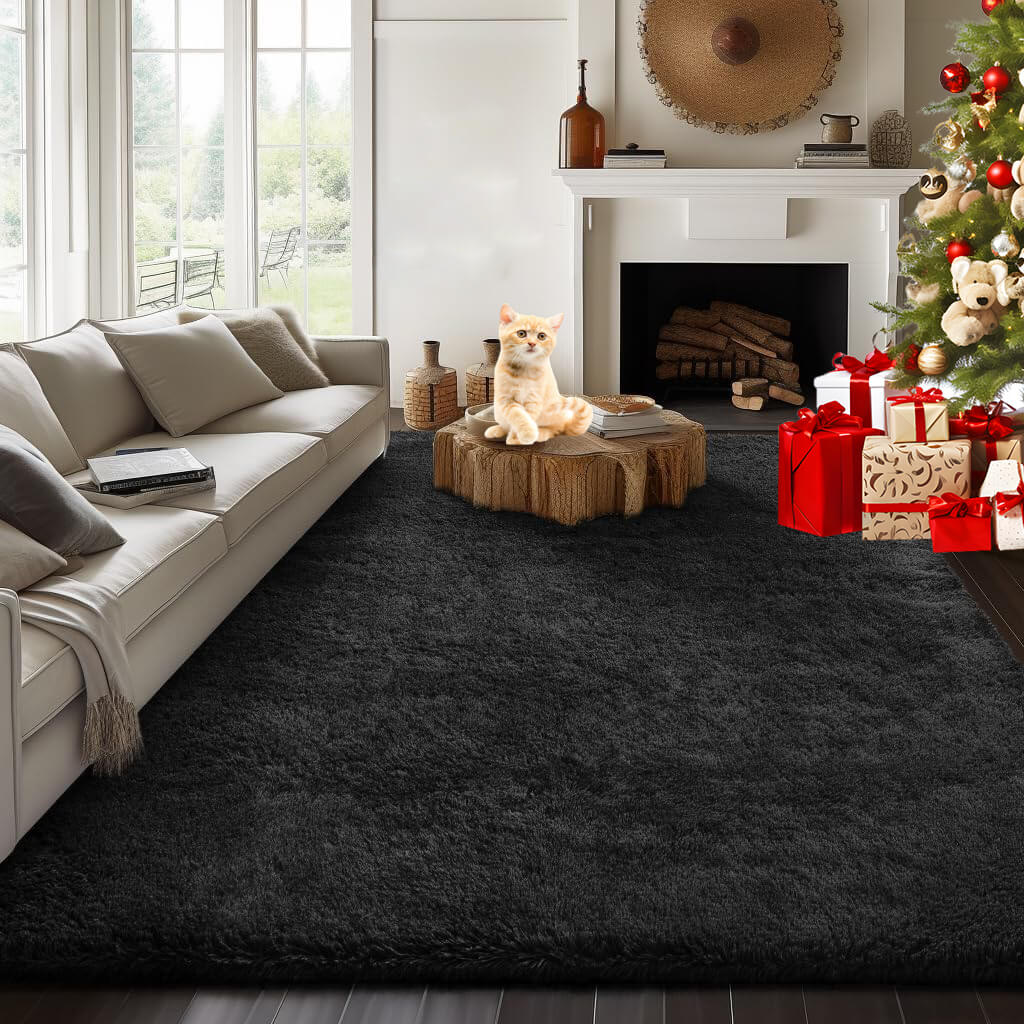 Soft Fluffy Shaggy Area Rug, Machine Washable Bedroom Carpet
