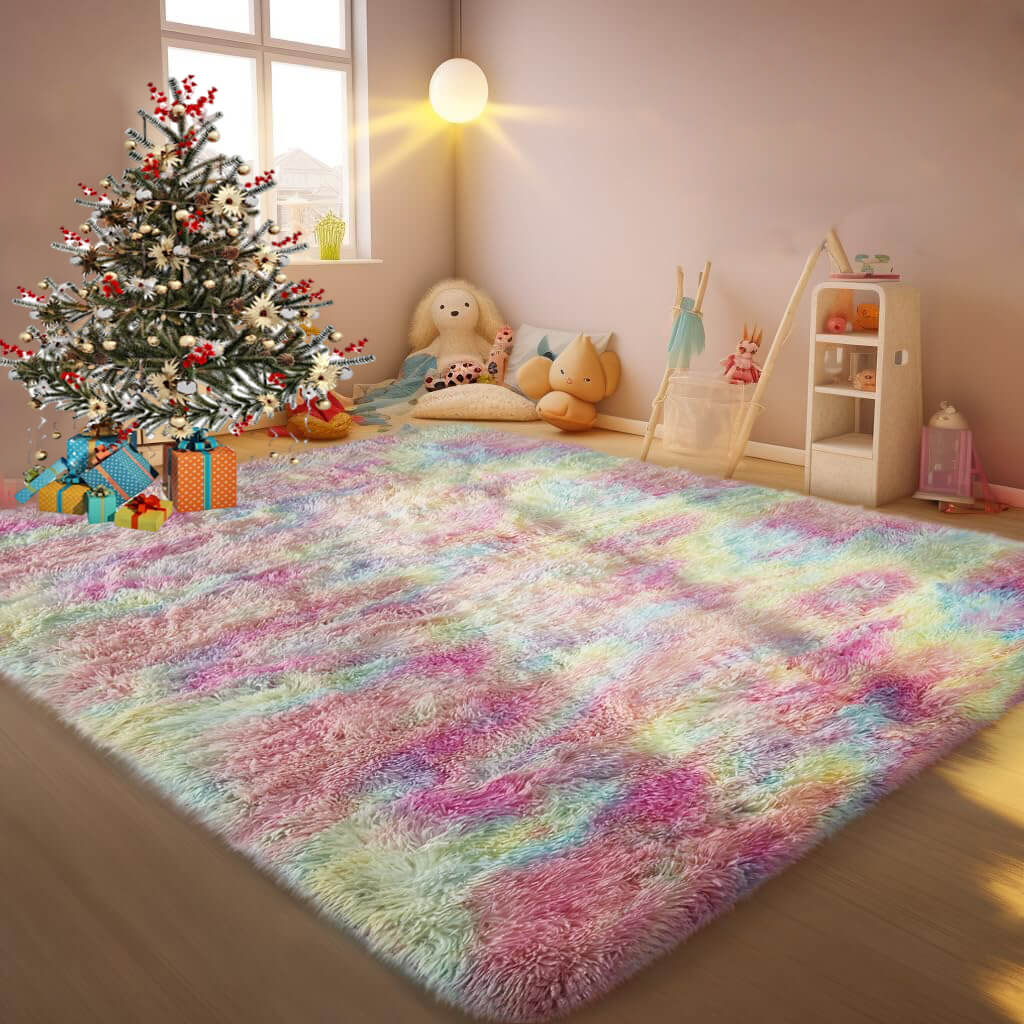 Soft Fluffy Shaggy Area Rug, Machine Washable Bedroom Carpet