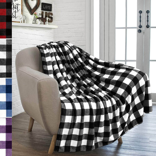 Cozy Plaid Throw Blanket for Sofa and Bed - Soft and Warm