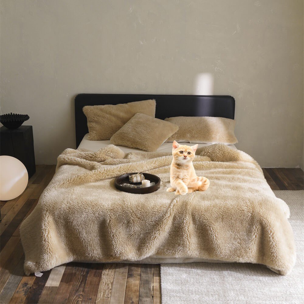Luxury Soft Wool Throw Blanket for Sofa, Living Room & Bedroom Decor