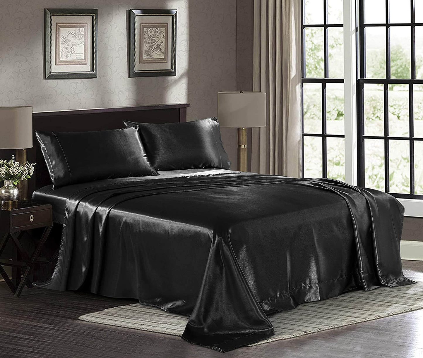 Luxury Satin Bed Sheet Set - Soft Silk Feel Bedding for Comfort