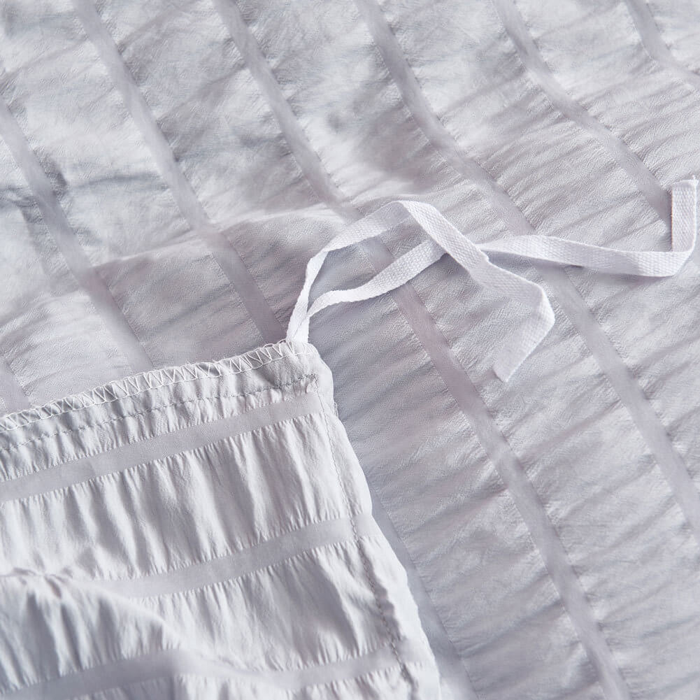 Soft Seersucker Cotton Duvet Cover Set - Gray for Full, Queen, King