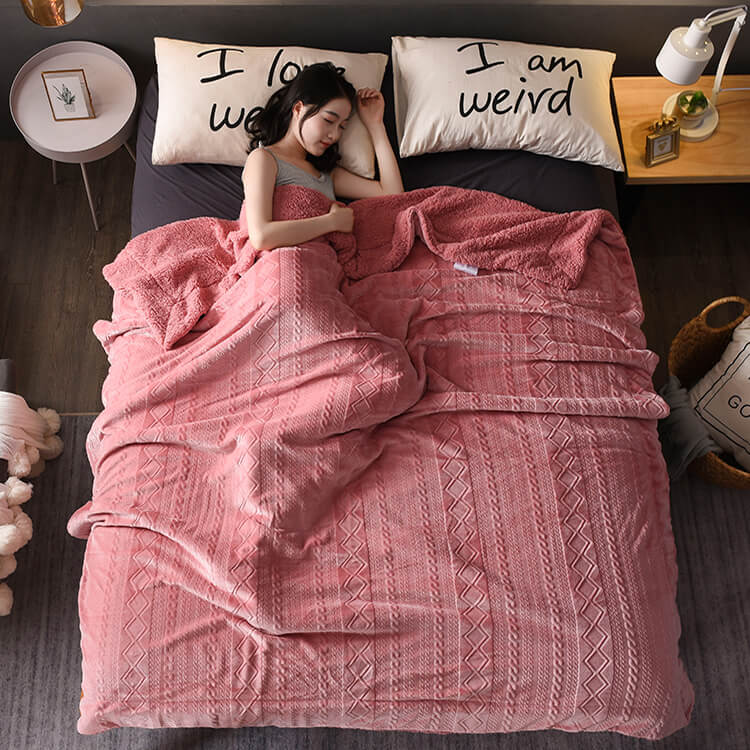 Plush Sherpa Fleece Throw Blanket, Soft Twin Queen Size Blanket