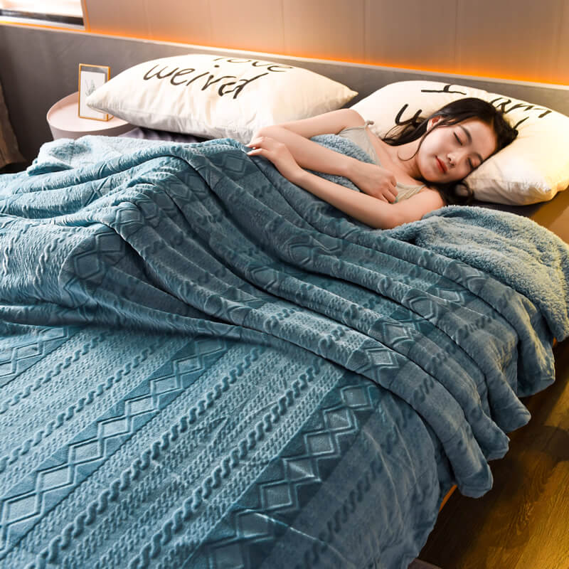Plush Sherpa Fleece Throw Blanket, Soft Twin Queen Size Blanket