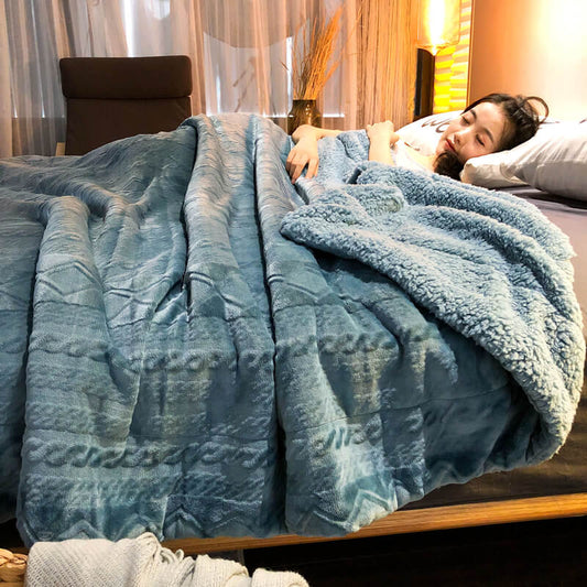 Plush Sherpa Fleece Throw Blanket, Soft Twin Queen Size Blanket