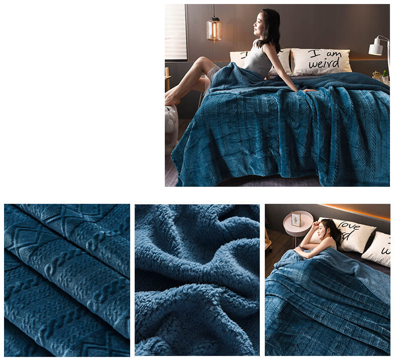 Plush Sherpa Fleece Throw Blanket, Soft Twin Queen Size Blanket