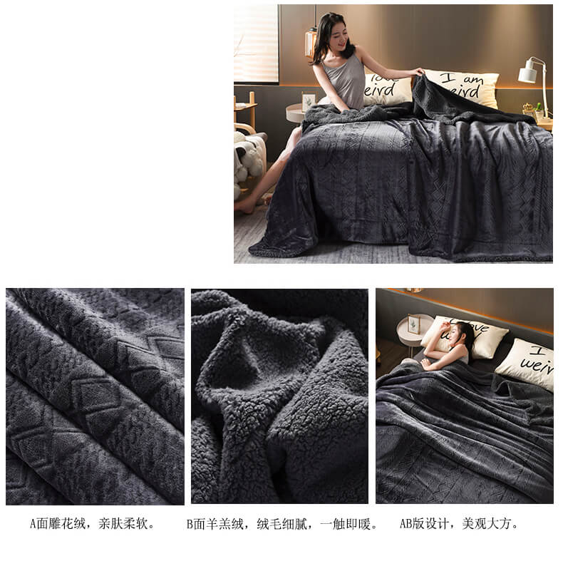 Plush Sherpa Fleece Throw Blanket, Soft Twin Queen Size Blanket