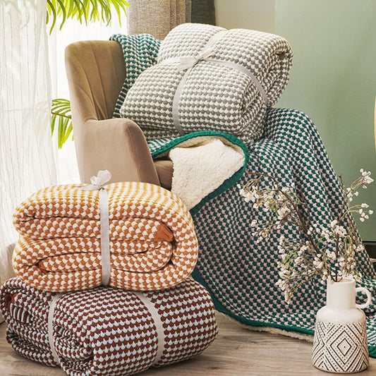 Soft Chunky Knit Sherpa Wool Blanket for Cozy Home Decor