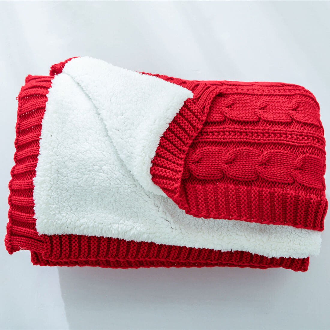 Soft Chunky Knit Sherpa Wool Blanket for Cozy Home Decor