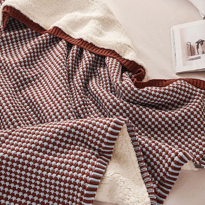 Soft Chunky Knit Sherpa Wool Blanket for Cozy Home Decor