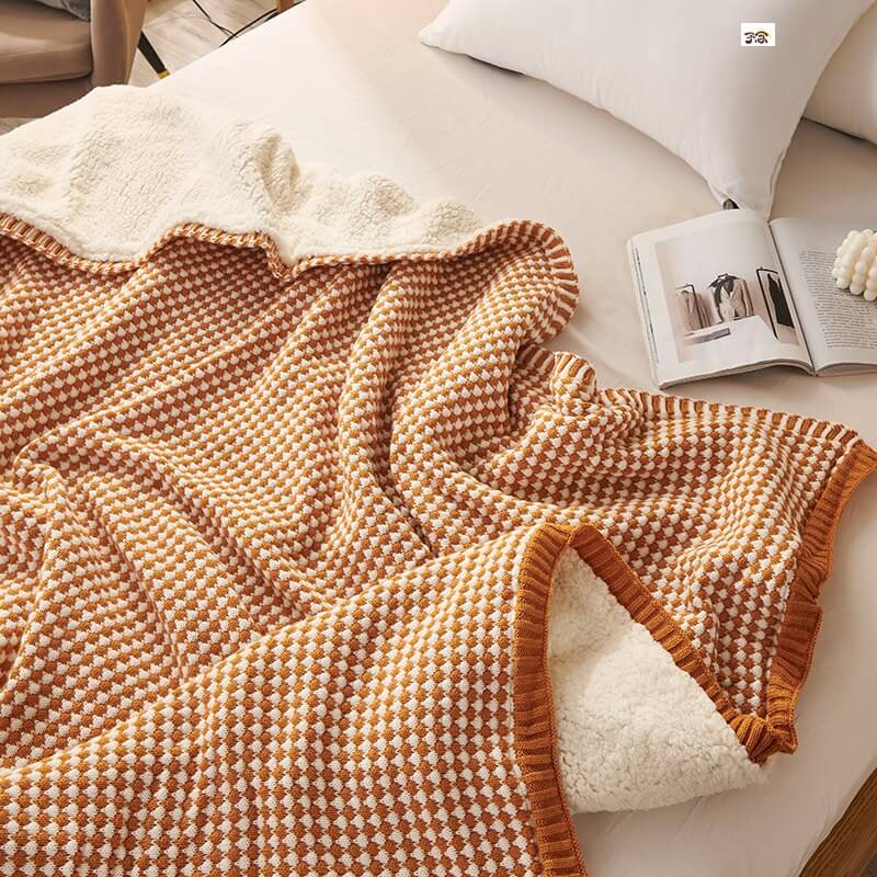 Soft Chunky Knit Sherpa Wool Blanket for Cozy Home Decor