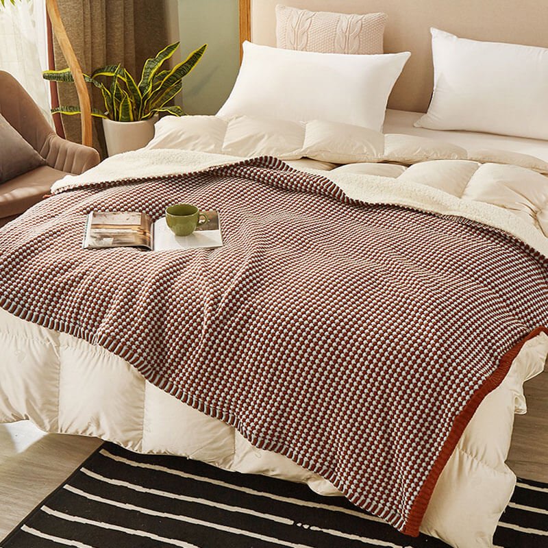 Soft Chunky Knit Sherpa Wool Blanket for Cozy Home Decor