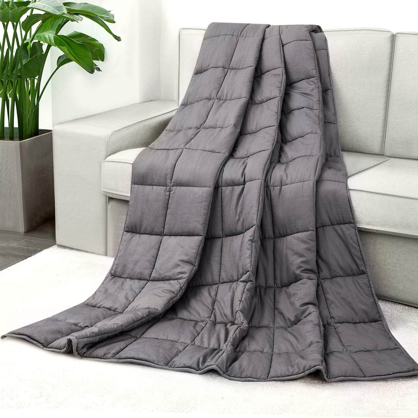 Dark Grey Weighted Blanket with Soft Cotton & Glass Beads for Sleep