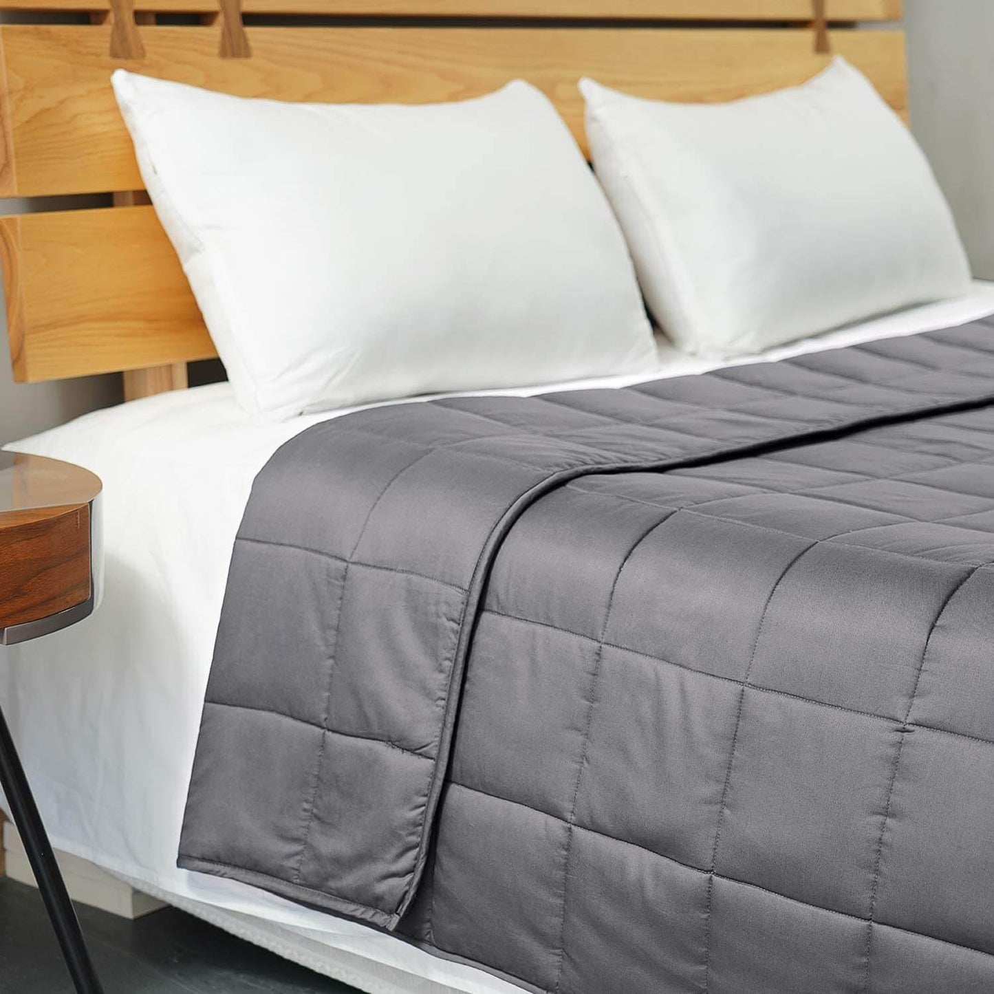 Dark Grey Weighted Blanket with Soft Cotton & Glass Beads for Sleep