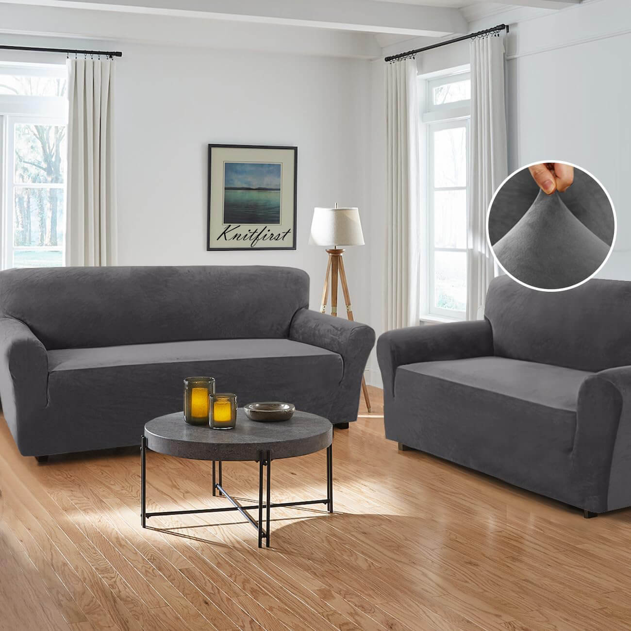 Stretch Jacquard Sofa Cover, Washable Slipcover for Pets & Kids