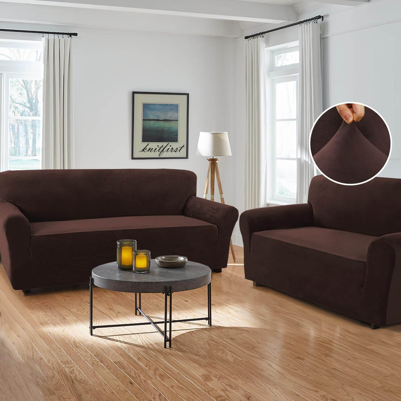 Stretch Jacquard Sofa Cover, Washable Slipcover for Pets & Kids