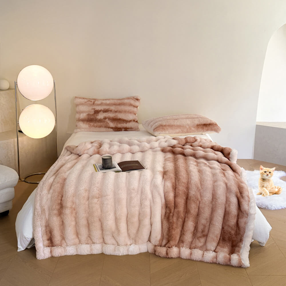 Luxury Soft Faux Fur Throw Blanket - Fluffy Plush Couch Blanket