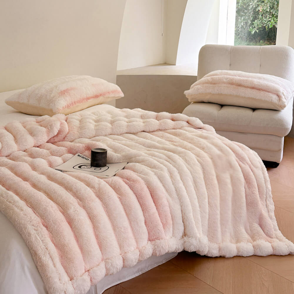 Luxury Soft Faux Fur Throw Blanket - Fluffy Plush Couch Blanket