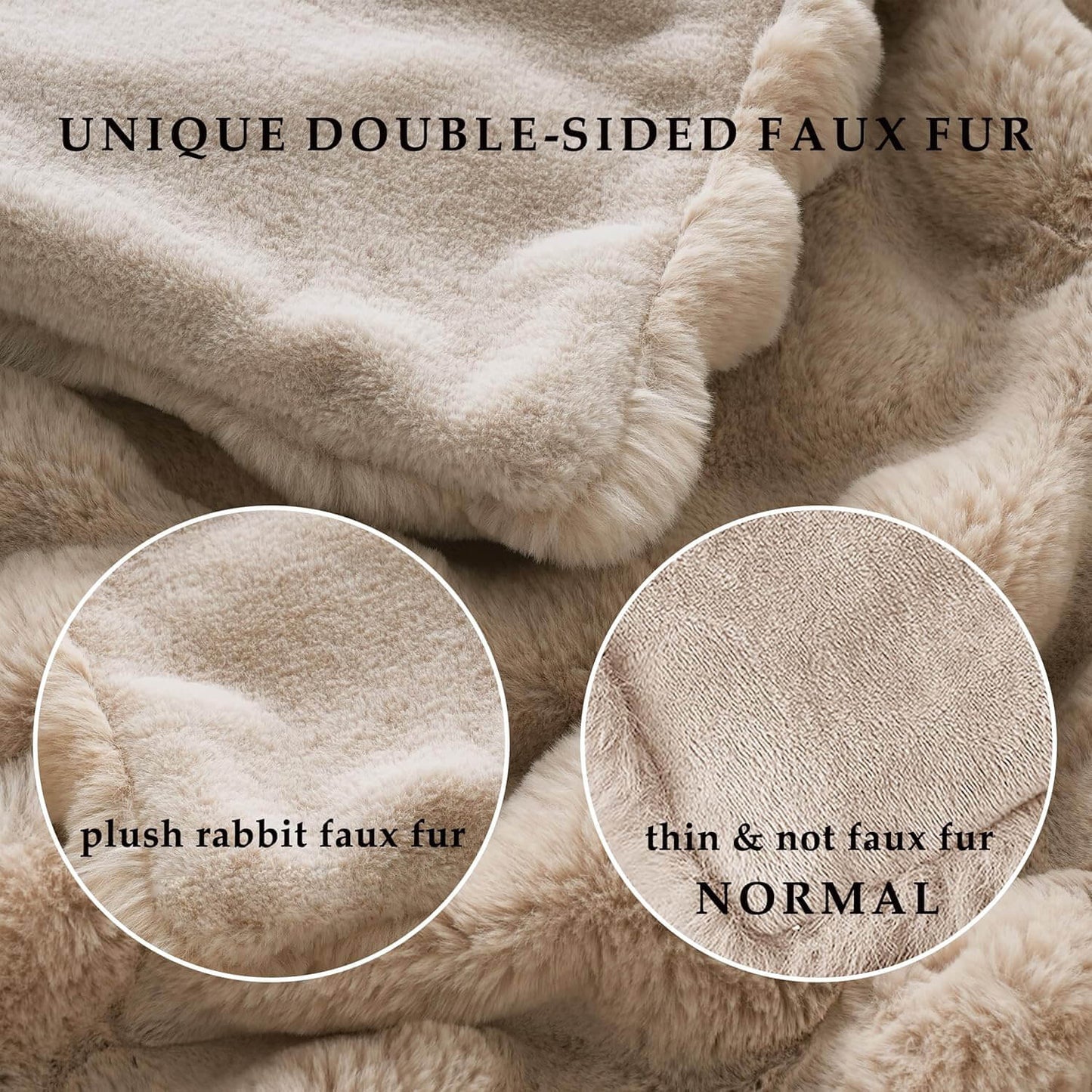 Luxury Soft Faux Fur Throw Blanket - Fluffy Plush Couch Blanket