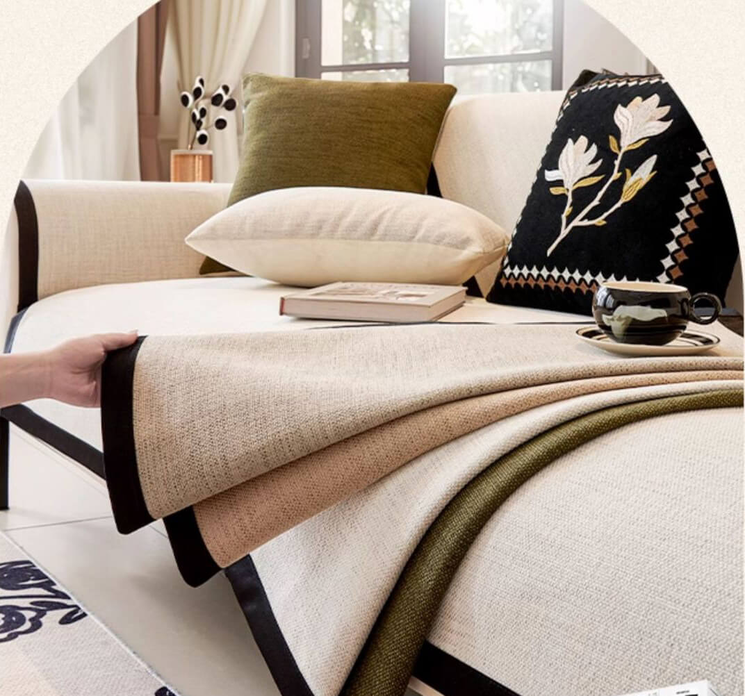Washable Linen Sofa Covers, Anti-Slip Sectional Slipcovers for Pets