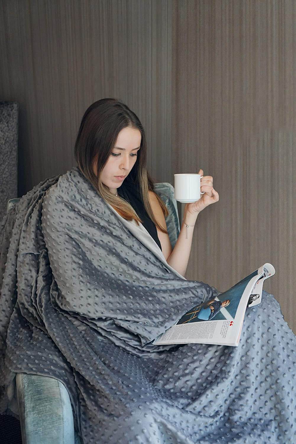 Weighted Blanket with Removable Duvet Cover & Glass Beads for Sleep