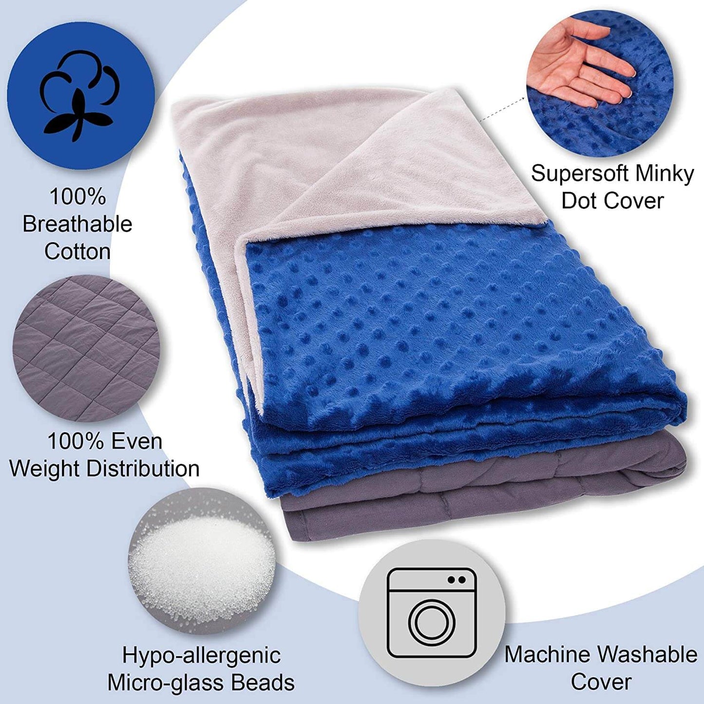Weighted Blanket with Removable Duvet Cover & Glass Beads for Sleep