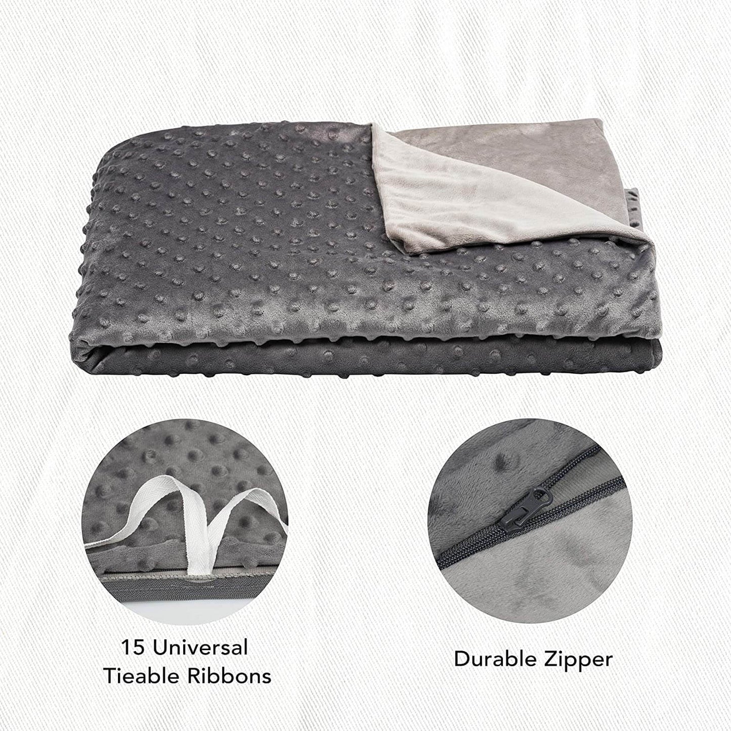 Weighted Blanket with Removable Duvet Cover & Glass Beads for Sleep